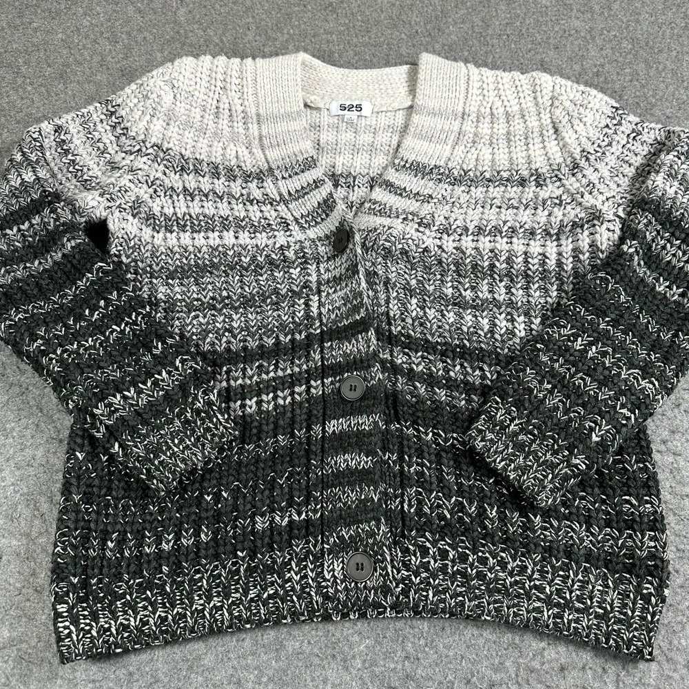 525 Womens Grey Ombre Shaker Knit Button Front Cardigan Sweater‎ Small - Picture 8 of 8